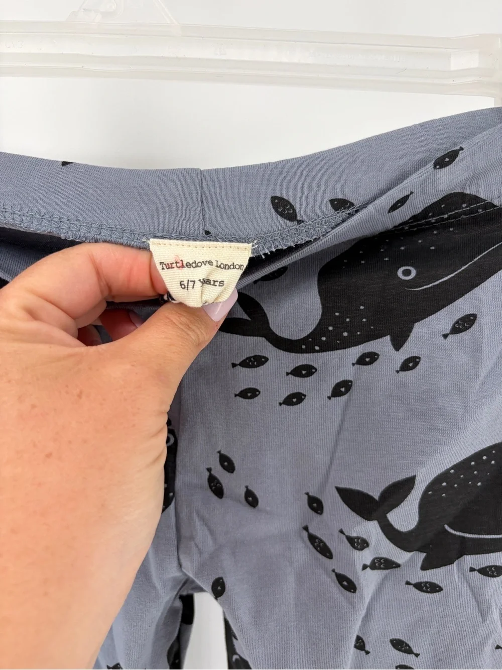 Turtledove London Gray Whale Print LeggingsSz 6/7 Organic Cotton NWT